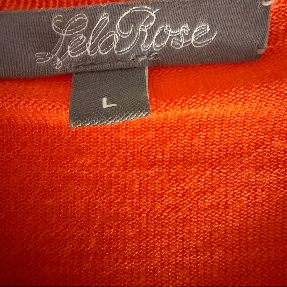 Lela Rose Wool Silk Cashmere Fine Gauge Cardigan L Tangerine Luxury Designer - Picture 4 of 8